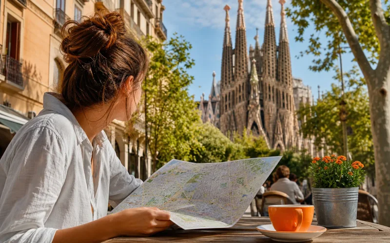 Barcelona itinerary planning map with Sagrada Familia