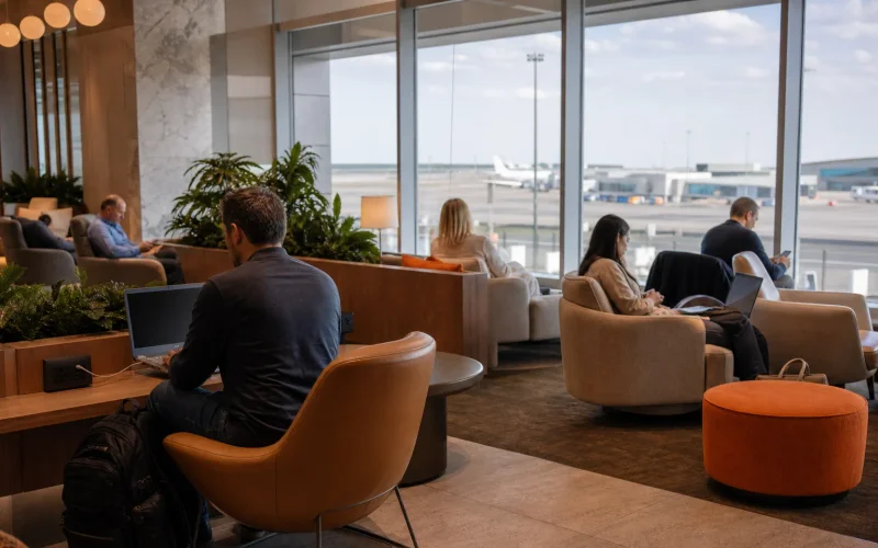 Airport lounge access during a long travel day