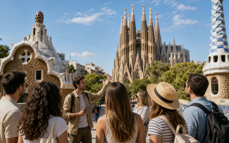 Editorial illustration for Best Free Walking Tours in Barcelona (2026)