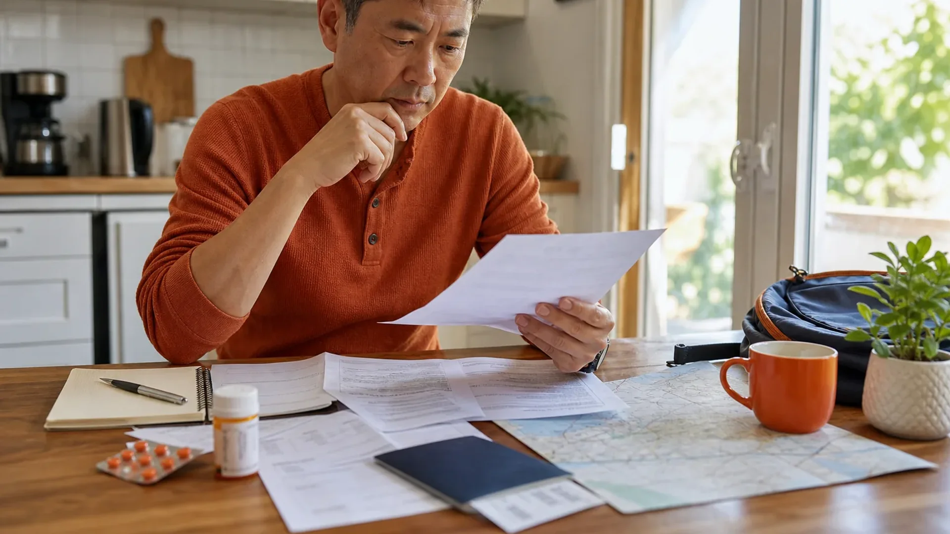 Traveler comparing travel insurance for pre existing conditions