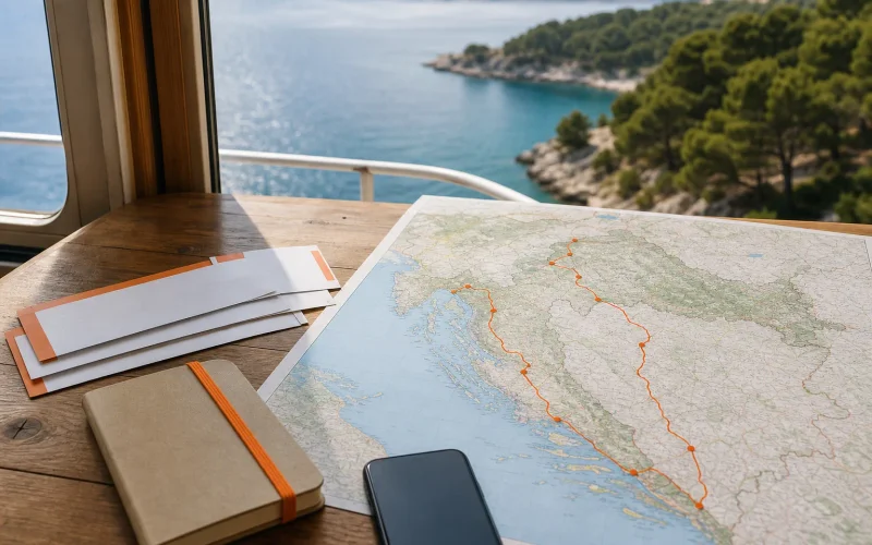 Croatia itinerary route planning map with ferry tickets
