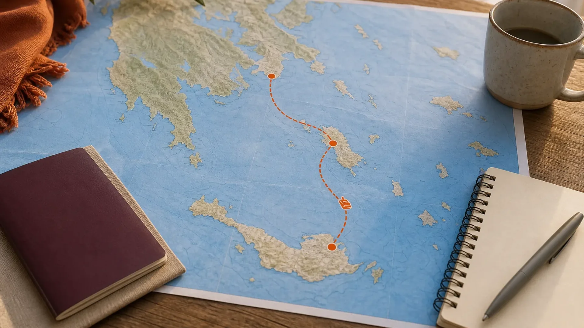 Greece 10 day itinerary route map for Athens Naxos and Santorini.