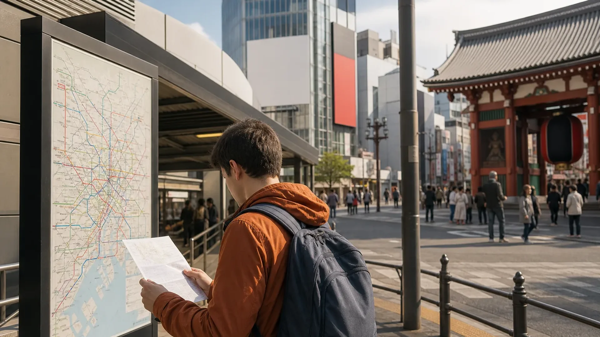 Traveler planning a Tokyo itinerary by neighborhood