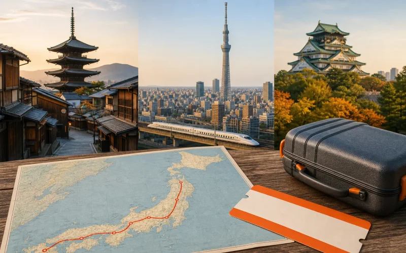 Seven day Japan itinerary route from Tokyo to Kyoto and Osaka
