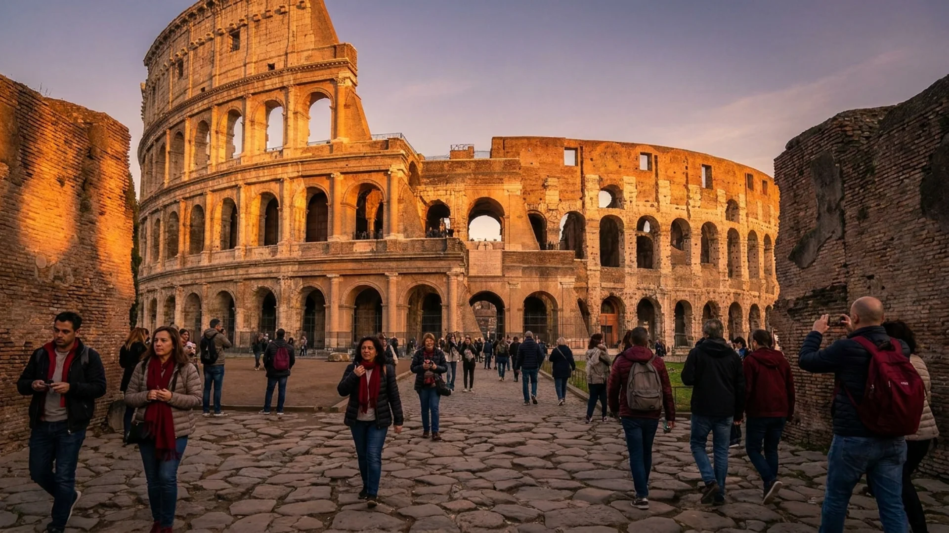 Colosseum Rome Italy must see city at golden hour.