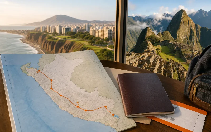 Peru itinerary route map for ten days through Lima Cusco Sacred Valley and Machu Picchu.