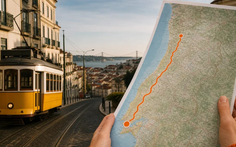 Lisbon to Porto Portugal itinerary route map