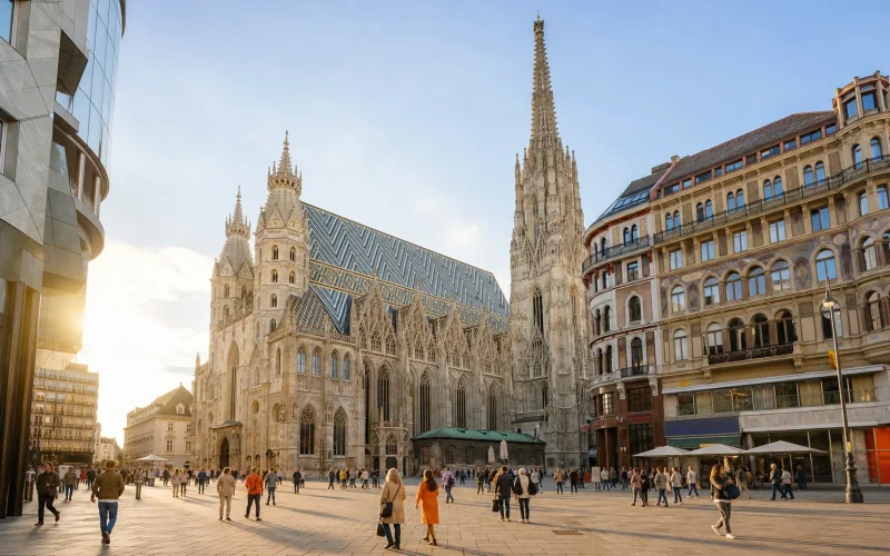 Stephansdom and Stephansplatz in Vienna historic center
