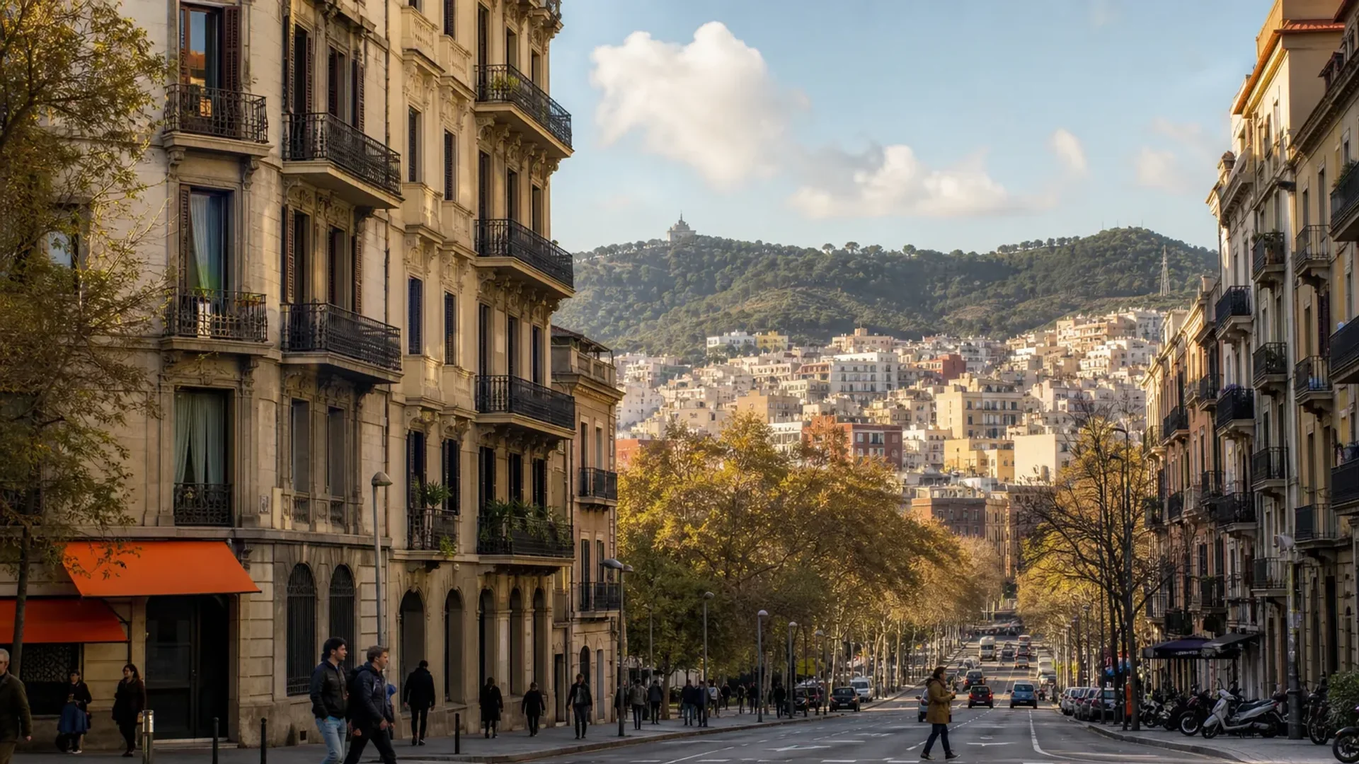 Barcelona neighborhood comparison showing Eixample and Gràcia streets.