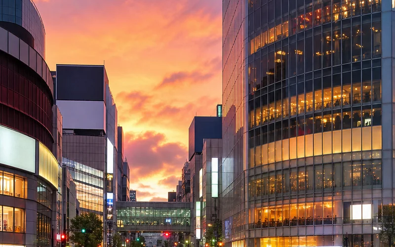 Shibuya Crossing at dusk, Tokyo's busiest intersection, best area to stay for first-time visitors.